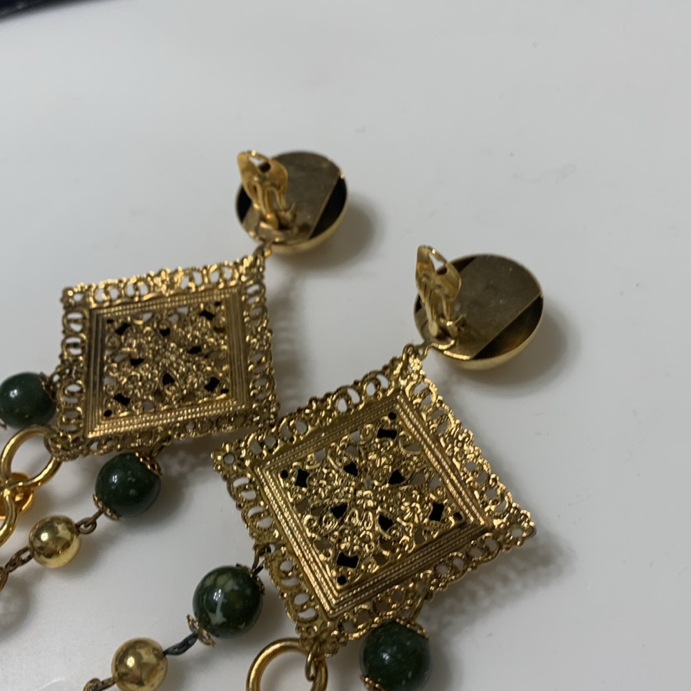 Gold dangle earrings vintage Gypsy boho - Picture 9 of 11